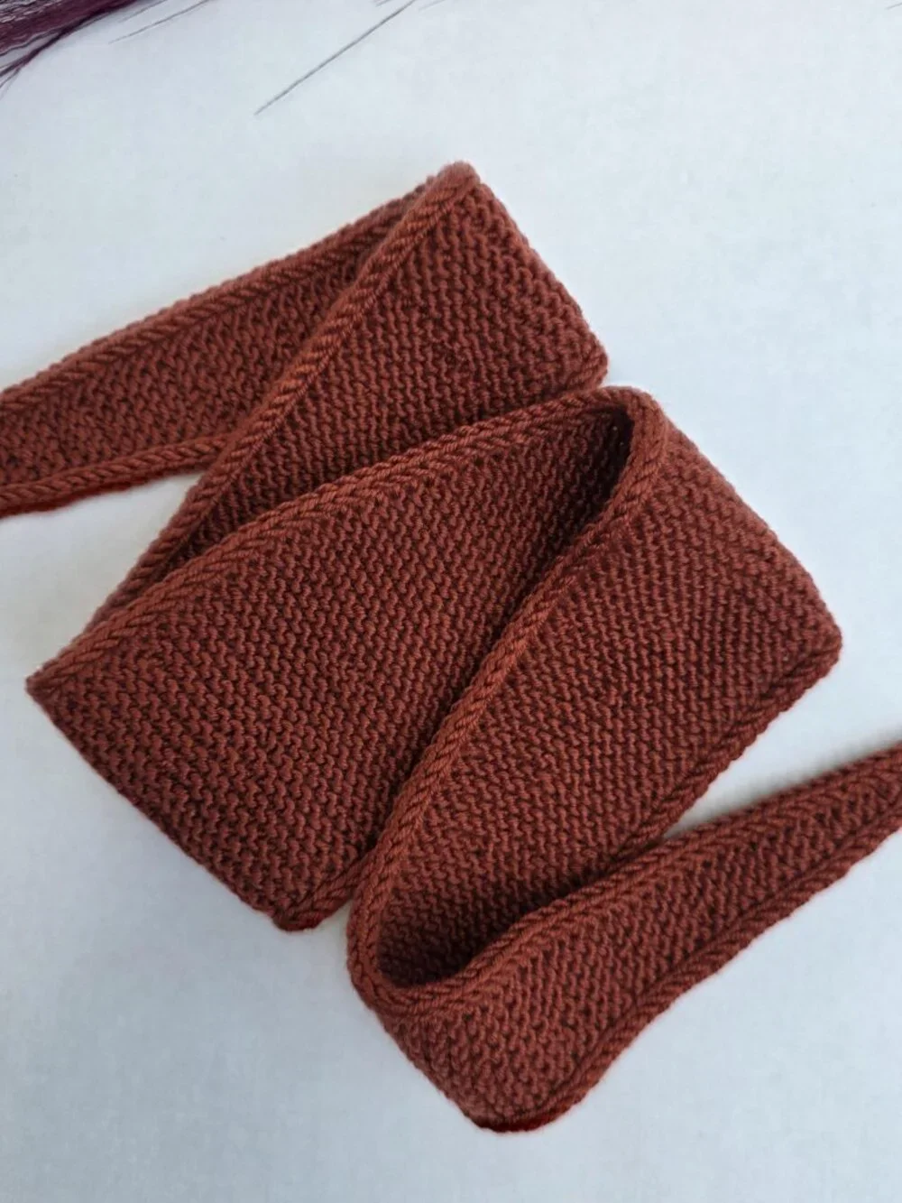 Sophie Scarf Classic Design Small Double Wrap Handmade Knitted Acrylic Rust